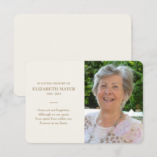 Memorial Kaart (Voorkant / Achterkant)