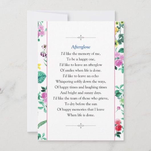 Memorial Kaart (Achterkant)