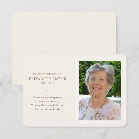 Memorial Kaart (Voorkant / Achterkant)