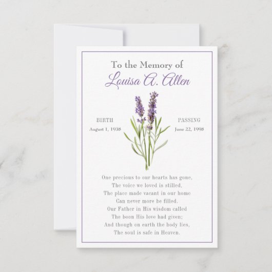 Memorial Kaart (Voorkant)