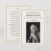 Memorial Kaart (Voorkant / Achterkant)