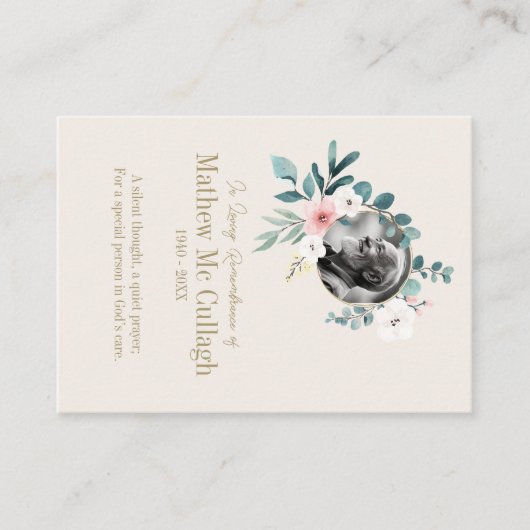 Memorial Kaart Bloemencrème Visitekaartje (Voorkant)