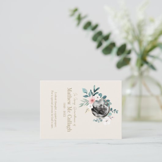 Memorial Kaart Bloemencrème Visitekaartje (Staand voorkant)