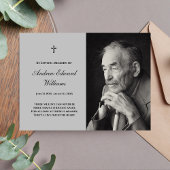 Memorial Kaart met foto begrafenis lichtgrijs Visitekaartje