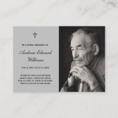 Memorial Kaart met foto begrafenis lichtgrijs Visitekaartje (Voorkant)