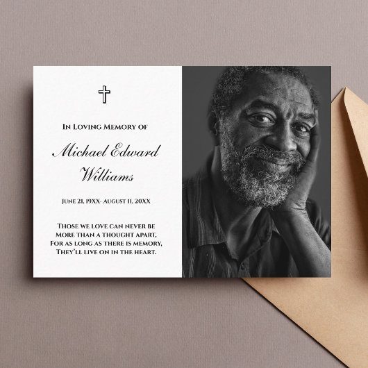 Memorial Kaart met foto begrafenis Visitekaartje
