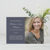 Memorial Kaart met foto Funeral Blue Grey (Staand voorkant)