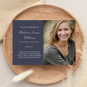 Memorial Kaart met foto Funeral Blue Grey