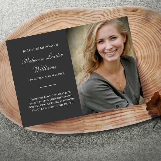 Memorial Kaart met foto Funeral Grey