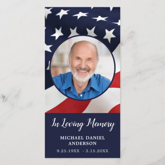 Memorial Kaart Stars & Stripes Poem Bladwijzer (Voorkant)