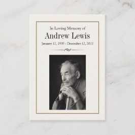 Memorial Kaart Visitekaartje