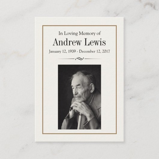 Memorial Kaart Visitekaartje (Voorkant)