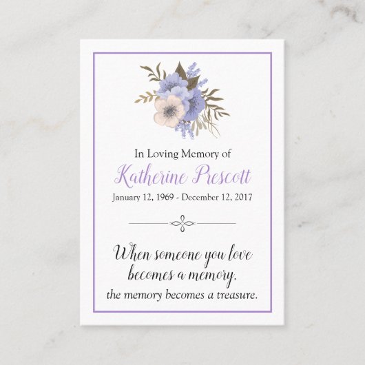 Memorial Kaart Visitekaartje (Voorkant)