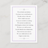 Memorial Kaart Visitekaartje (Achterkant)