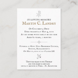 Memorial Kaart Visitekaartje