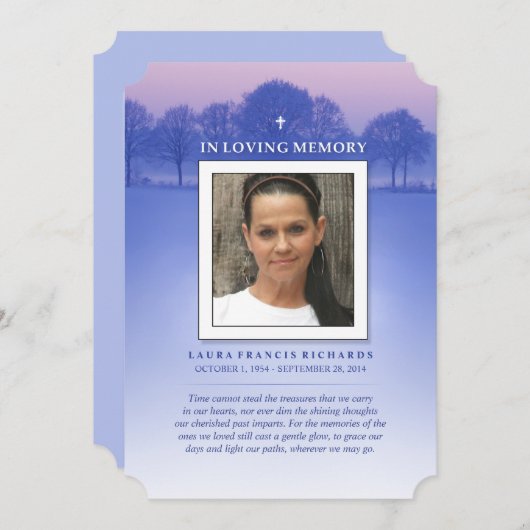 Memorial Kaart Winter Tree - Cross - Hartelijk dan (Voorkant / Achterkant)