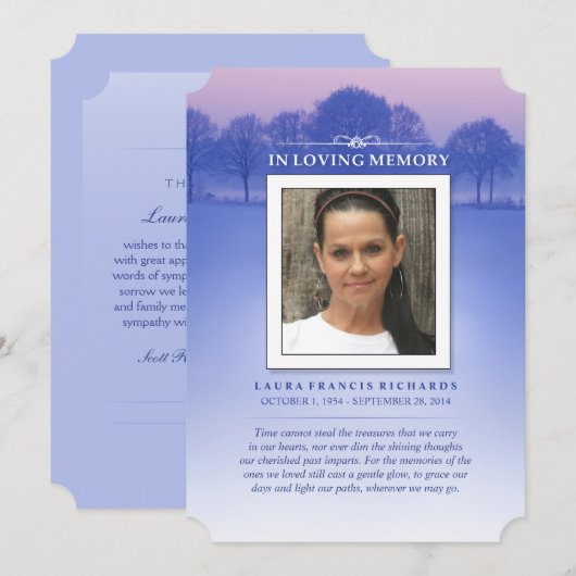 Memorial Kaart Winter Trees - Hartelijk dank (Voorkant / Achterkant)