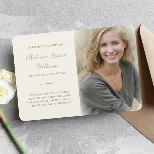 Memorial Kaarten met Photo Cream Gold