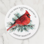 Memorial kardinaal dennenfoto VOEDEN DE VOGELS Bedankjes Labels (Voorkant)