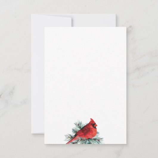 Memorial Kardinaal Waterverf Evergreen Dank u Bedankkaart (Achterkant)