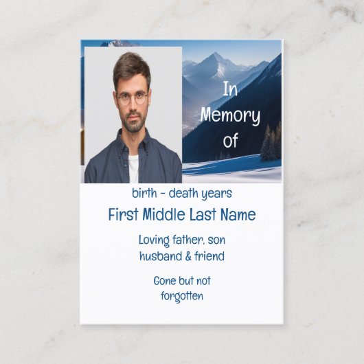 Memorial Keepomwille Beauful Mountain Peaks Visitekaartje (Voorkant)