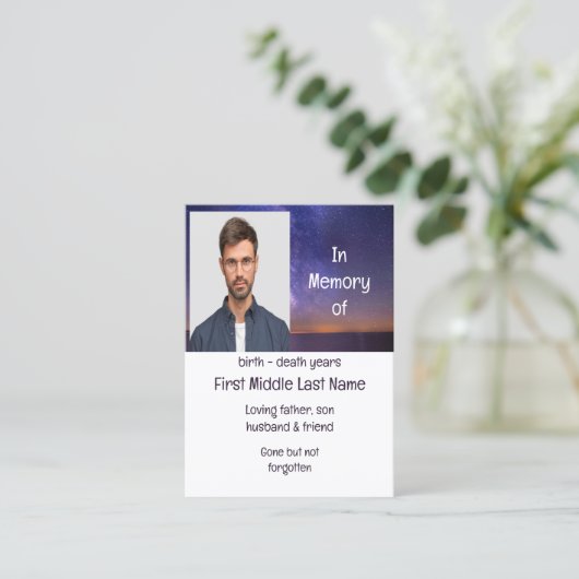 Memorial Keepomwille Beauful Sterrennacht Visitekaartje (Staand voorkant)