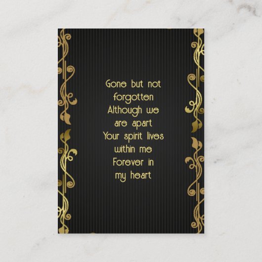 Memorial Keepomwille Classic Modern Black Gold Visitekaartje (Achterkant)