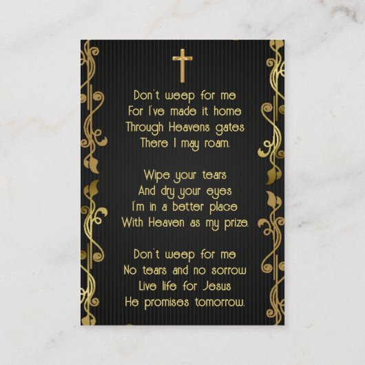 Memorial Keepomwille Classic Modern Black Gold Visitekaartje (Achterkant)