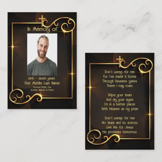 Memorial Keepomwille Classic Modern Black Gold Visitekaartje (Voorkant / Achterkant)