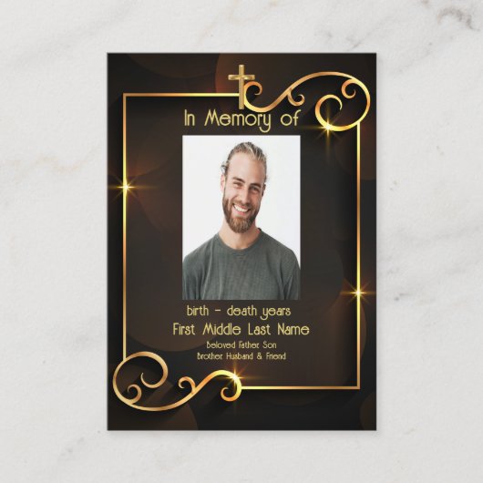 Memorial Keepomwille Classic Modern Black Gold Visitekaartje (Voorkant)