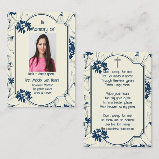 Memorial Keepomwille Classic Modern Foliage Visitekaartje (Voorkant / Achterkant)