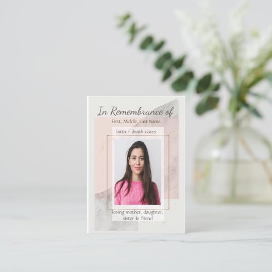 Memorial Keepomwille Classic Moderne Feminine Visitekaartje (Staand voorkant)