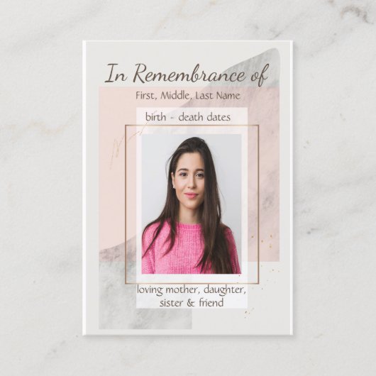 Memorial Keepomwille Classic Moderne Feminine Visitekaartje (Voorkant)