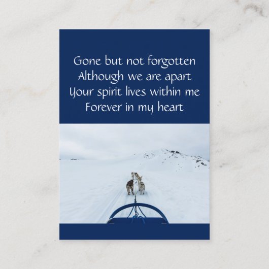 Memorial Keepomwille Dog Team Sled Winter Sport Visitekaartje (Achterkant)