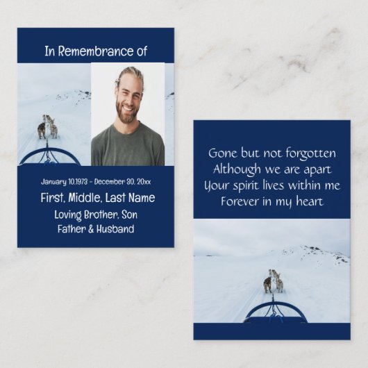 Memorial Keepomwille Dog Team Sled Winter Sport Visitekaartje (Voorkant / Achterkant)