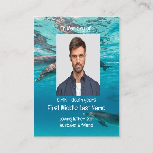 Memorial Keepomwille Dolphins Underwater Ocean Visitekaartje (Voorkant)