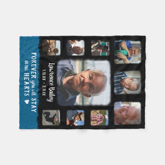 Memorial Keepomwille Edge Fade Photo Collage Blk B Fleece Deken (Voorkant (Horizontaal))