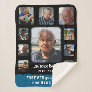 Memorial Keepomwille Edge Fade Photo Collage Blk B Sherpa Deken