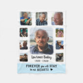 Memorial Keepomwille Edge Fade Photo Collage Blue Fleece Deken (Voorkant)