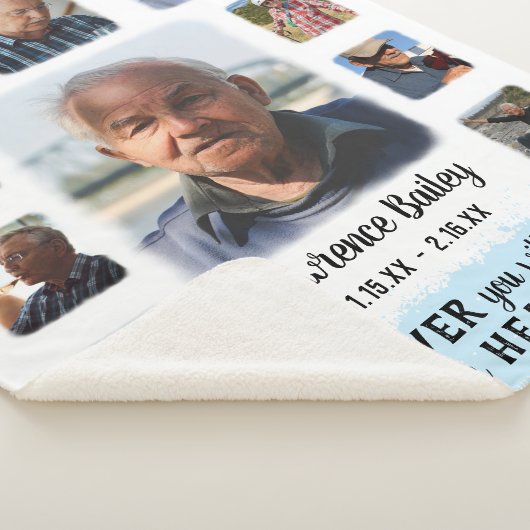 Memorial Keepomwille Edge Fade Photo Collage Blue Sherpa Deken (3/4)