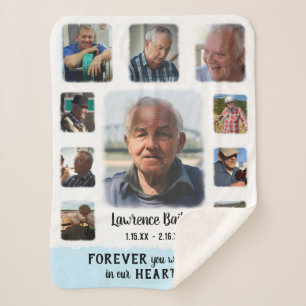 Memorial Keepomwille Edge Fade Photo Collage Blue Sherpa Deken