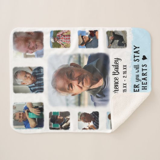 Memorial Keepomwille Edge Fade Photo Collage Blue Sherpa Deken (Voorkant (horizontaal))