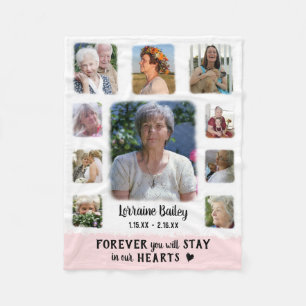 Memorial Keepomwille Edge Fade Photo Collage Pink Fleece Deken