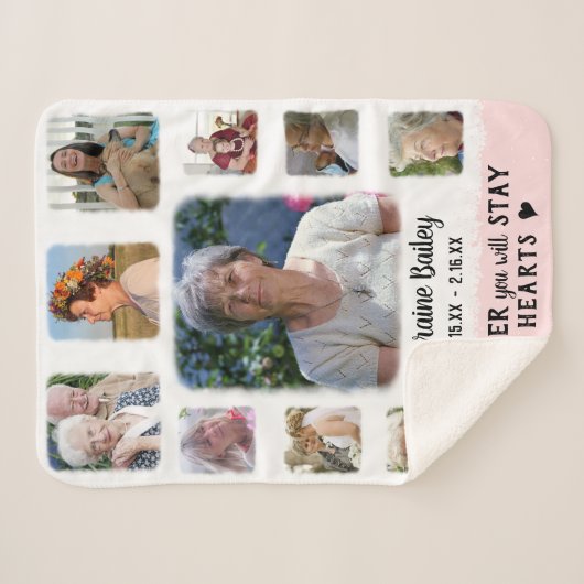 Memorial Keepomwille Edge Fade Photo Collage Pink Sherpa Deken (Voorkant (horizontaal))