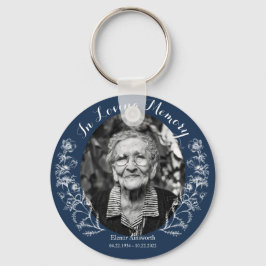 Memorial Keepomwille Floral Custom Photo Blue Sleutelhanger