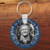 Memorial Keepomwille Floral Custom Photo Blue Sleutelhanger (Voorkant)