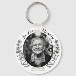 Memorial Keepomwille Floral Custom Photo White Sleutelhanger