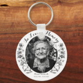Memorial Keepomwille Floral Custom Photo White Sleutelhanger (Voorkant)