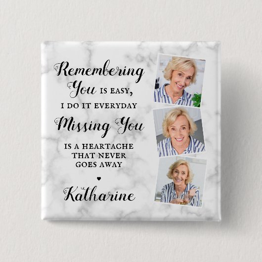 Memorial Keepomwille Herdenking Foto Funeral Vierkante Button 5,1 Cm (Voorkant)