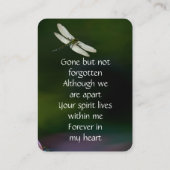 Memorial Keepomwille Memorial Dragonfly Lotus Flow Visitekaartje (Achterkant)